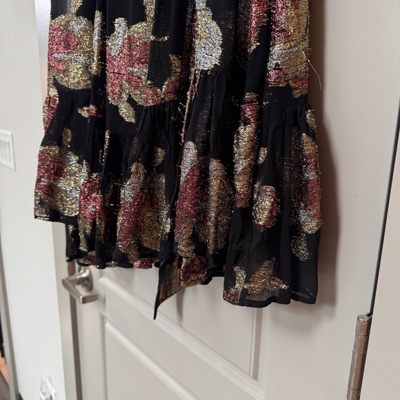 MAEVE NWT | Anthropologie Halter Shine Swing Mini Dress Black Gold Silver - Picture 6 of 13